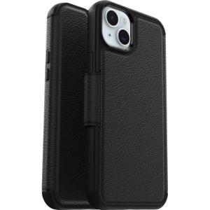 imageOtterBox iPhone 15 Plus Only Strada Folio Series Case  Shadow Black Card Holder Snaps to MagSafe Genuine Leather PocketFriendly Folio case Ships in polybag