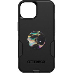 imageBundle Commuter Series Case for iPhone 131415  Black  PopSockets PopGrip  Electric Oil Slick Slim Tough and PocketFriendly Case with Port Protection and Included PopGrip