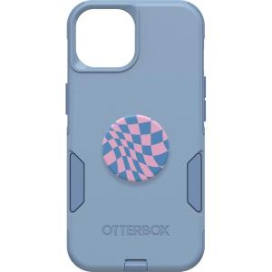 imageBundle OtterBox Commuter Series Case  CRISP DENIM for iPhone 15 14 13  PopSockets PopGrip  WAVY CHECKER slim amp tough pocketfriendly with port protection PopGrip included