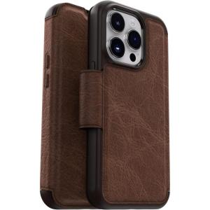 imageOtterBox iPhone 14 Pro ONLY Strada Series Case  Shadow Black Card Holder Genuine Leather PocketFriendly Folio caseBrown