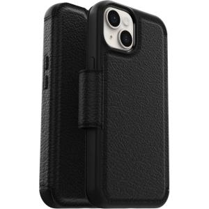 imageOtterBox iPhone 14 amp iPhone 13 Strada Series Case  Shadow Black Card Holder Genuine Leather PocketFriendly Folio caseBlack