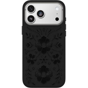 image:imageOtterBox iPhone 17 Pro Max Symmetry Series Cactus Leather Case  Ink Blossom  Black  Textured Floral Embroidered iPhone Case