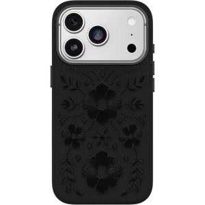 image:imageOtterBox iPhone 17 Pro Symmetry Series Cactus Leather Case  Ink Blossom  Black  Textured Floral Embroidered iPhone Case